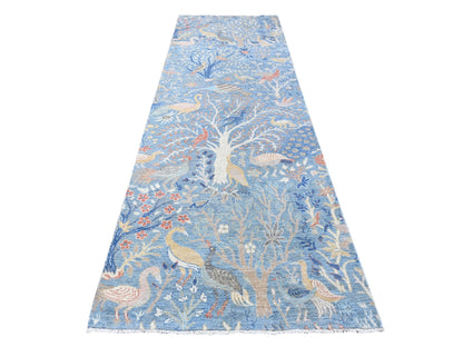 Peshawar hand-knotted wool runner in Blue, 3'11" x 11'10", SKU O088719