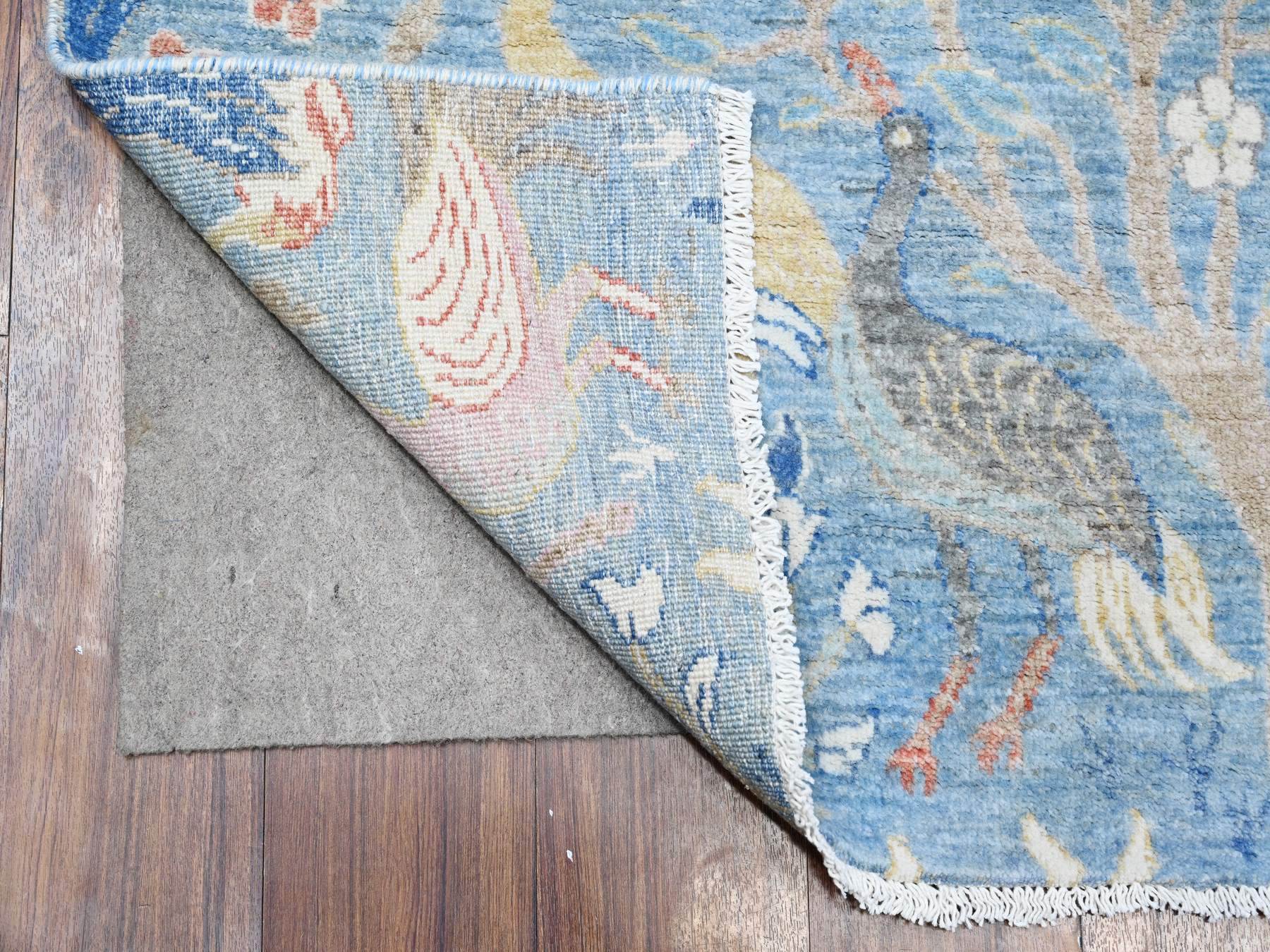 Peshawar hand-knotted wool runner in Blue, 3'11" x 11'10", SKU O088719