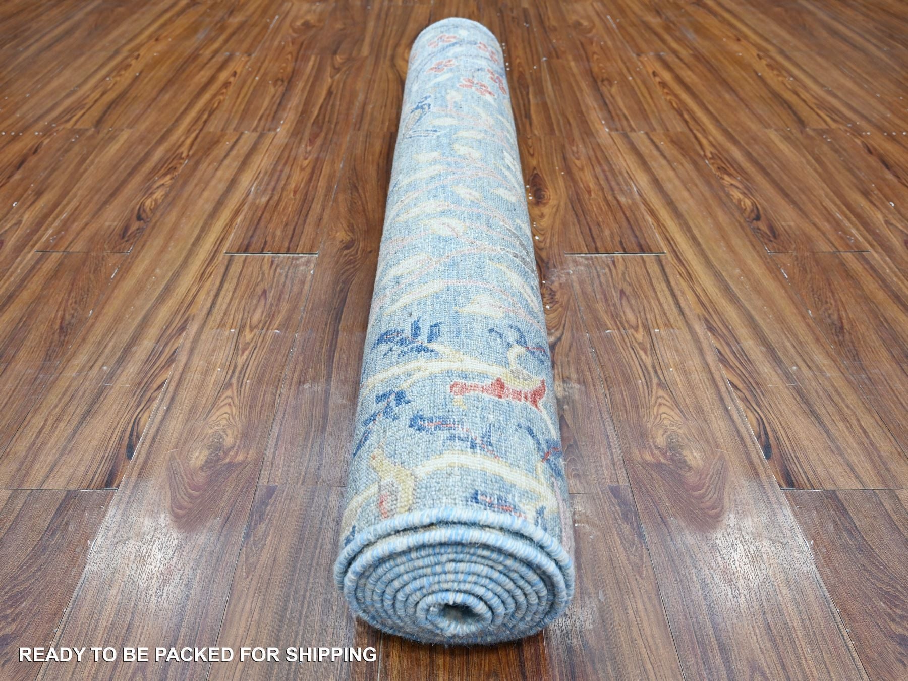 Peshawar hand-knotted wool runner in Blue, 3'11" x 11'10", SKU O088719