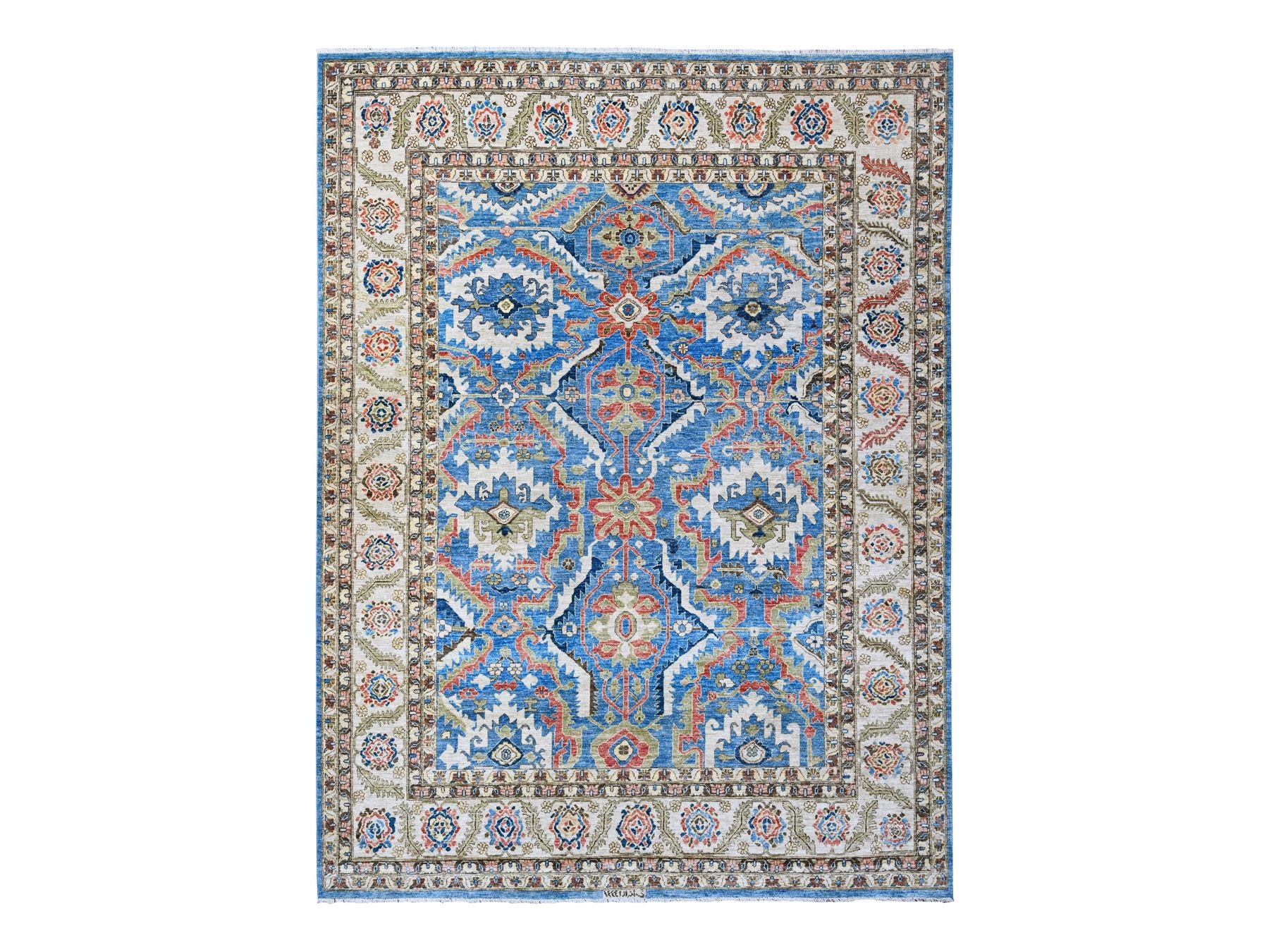 Oushak / Peshawar hand-knotted wool rug in Blue, 8'11" x 11'8", SKU O088731