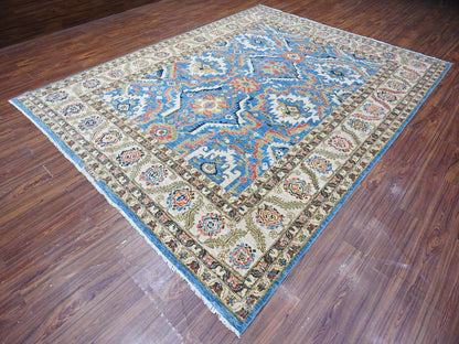 Oushak / Peshawar hand-knotted wool rug in Blue, 8'11" x 11'8", SKU O088731