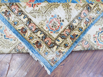 Oushak / Peshawar hand-knotted wool rug in Blue, 8'11" x 11'8", SKU O088731