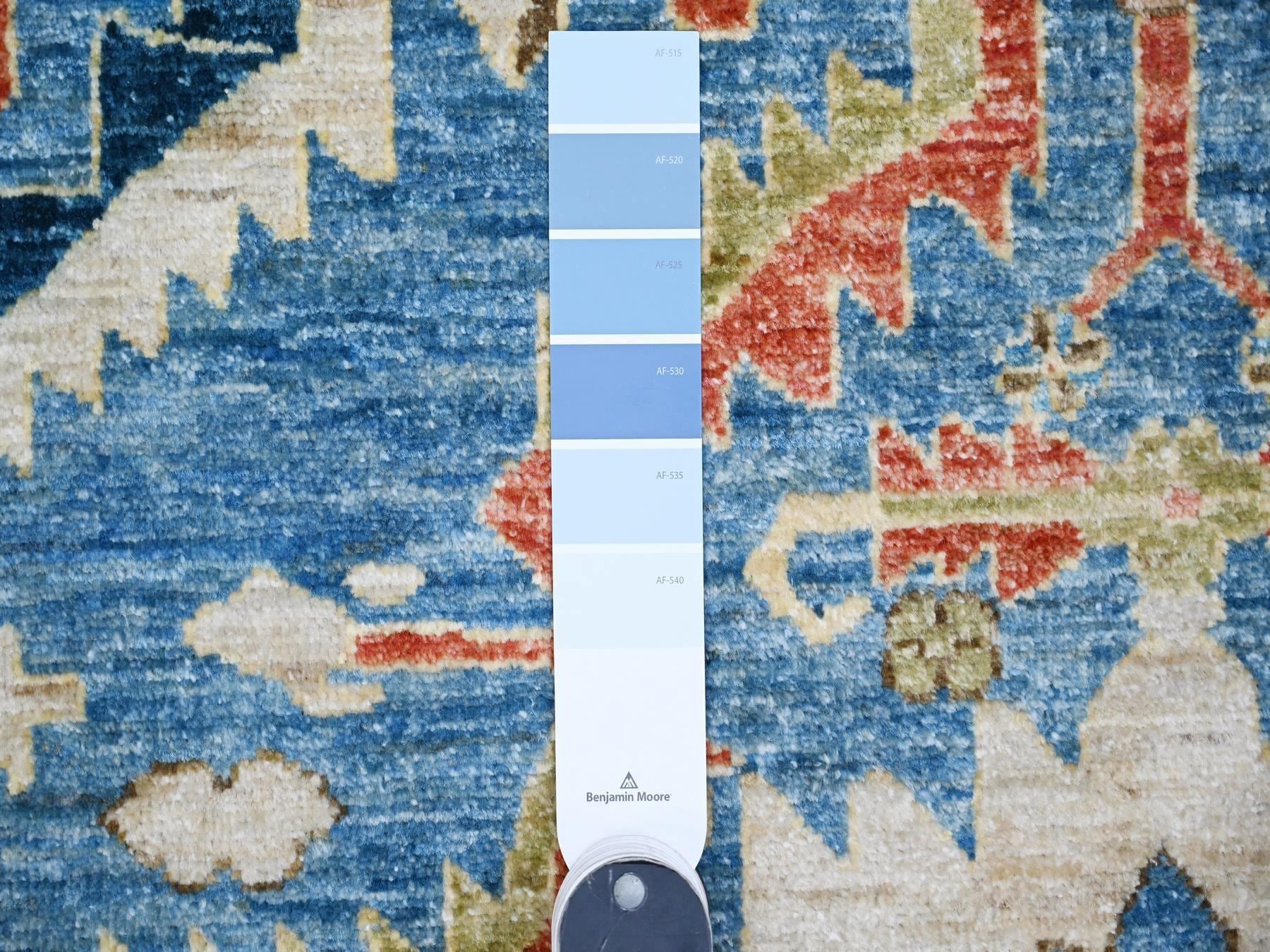 Oushak / Peshawar hand-knotted wool rug in Blue, 8'11" x 11'8", SKU O088731