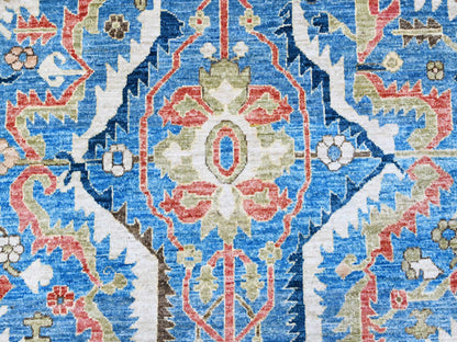 Oushak / Peshawar hand-knotted wool rug in Blue, 8'11" x 11'8", SKU O088731