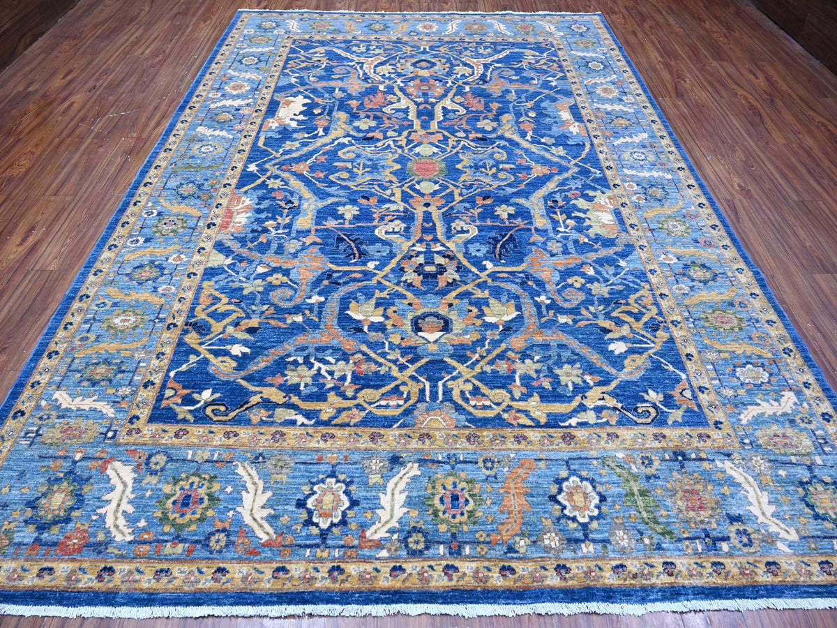 Bidjar Oushak / Peshawar hand-knotted wool rug in Blue, 8'7" x 11'11", SKU O088733