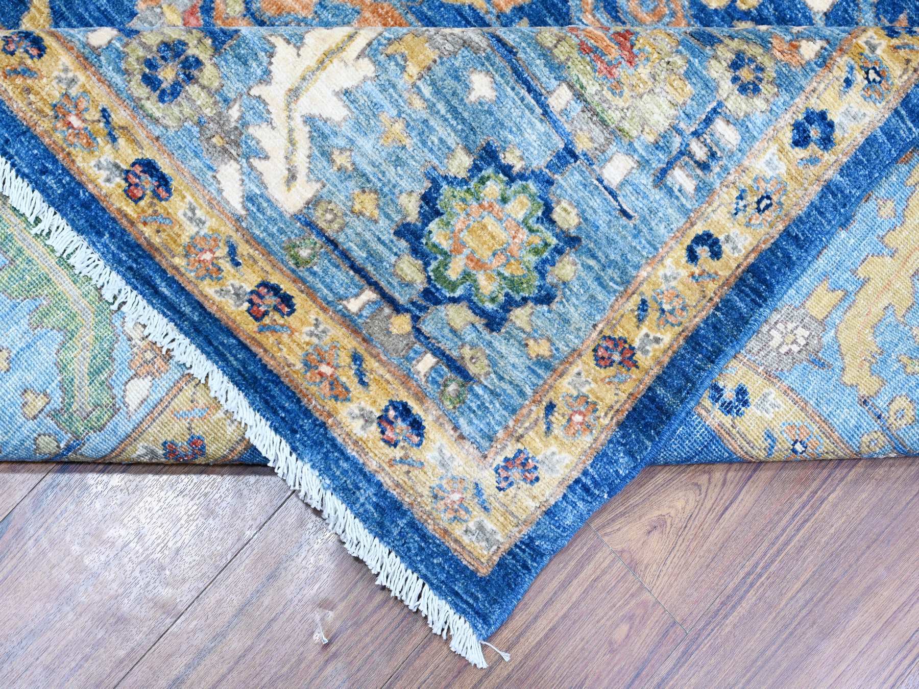 Bidjar Oushak / Peshawar hand-knotted wool rug in Blue, 8'7" x 11'11", SKU O088733