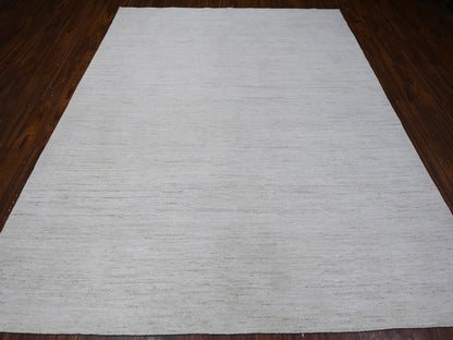 Ivory 7'11" x 9'8" Modern and Contemporary Hand knotted Wool Rug - Sku: O088737
