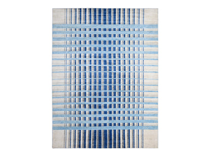 Grey 8'8" x 11'7" Modern / Contemporary Hand knotted Wool Rug - Sku: O088739