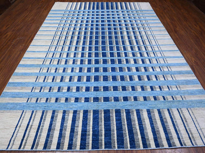 Grey 8'8" x 11'7" Modern / Contemporary Hand knotted Wool Rug - Sku: O088739