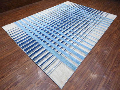 Grey 8'8" x 11'7" Modern / Contemporary Hand knotted Wool Rug - Sku: O088739