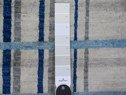 Grey 8'8" x 11'7" Modern / Contemporary Hand knotted Wool Rug - Sku: O088739