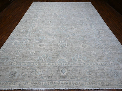 Grey 9'11" x 13'0" Oushak And Peshawar Hand knotted Wool Rug - Sku: O088743