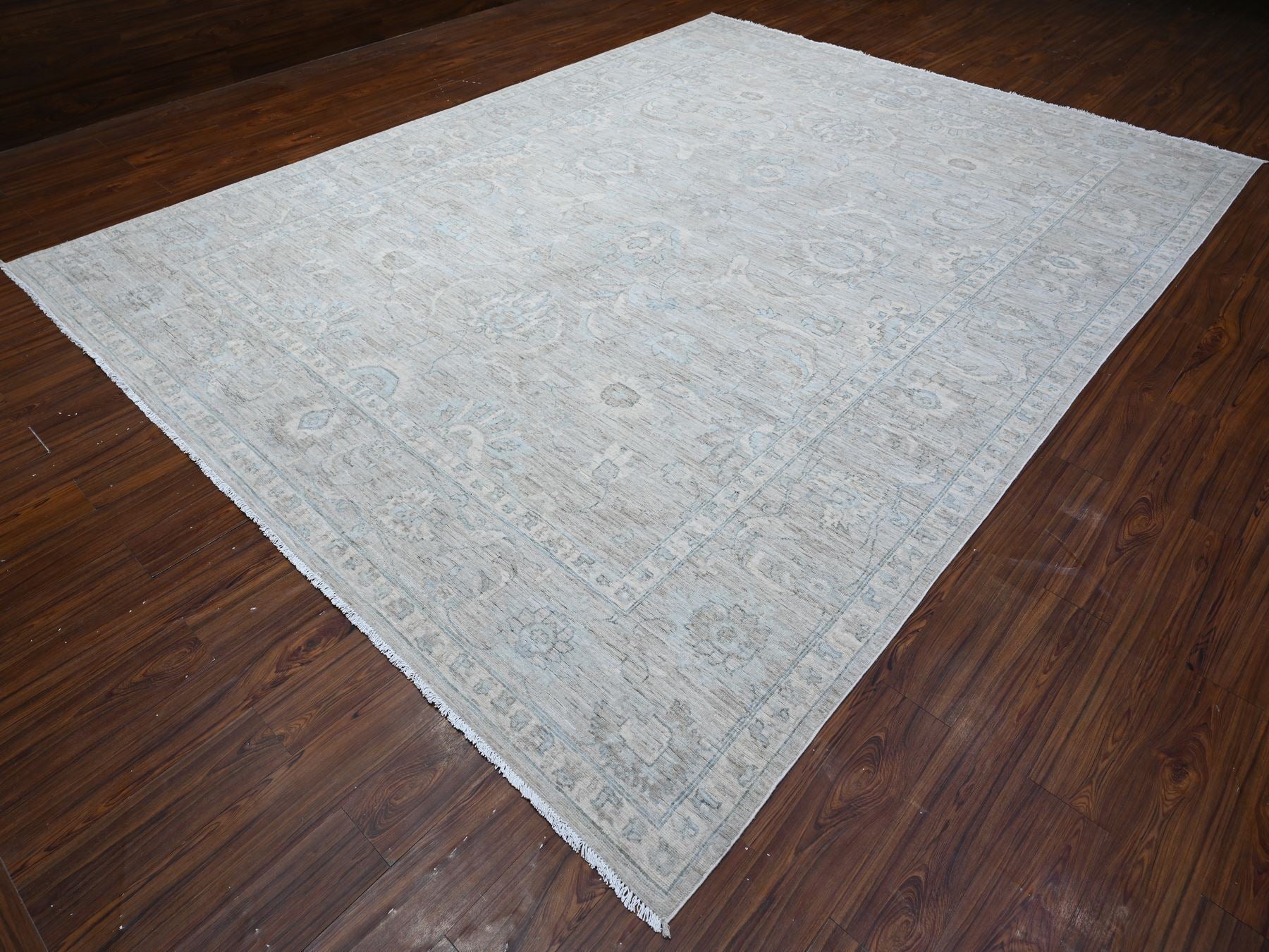 Peshawar hand-knotted wool rug in Gray, 9'11" x 13'0", SKU O088743