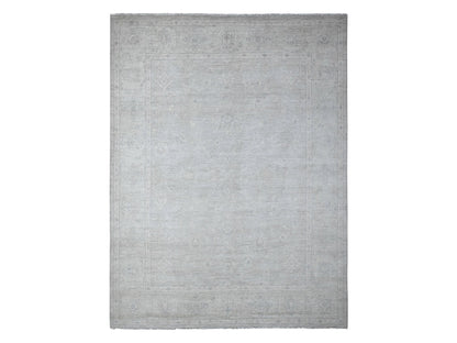 Grey 8'10" x 11'6" Oushak And Peshawar Hand knotted Wool Rug - Sku: O088749