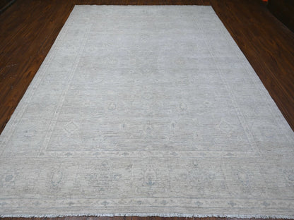 Grey 8'10" x 11'6" Oushak And Peshawar Hand knotted Wool Rug - Sku: O088749