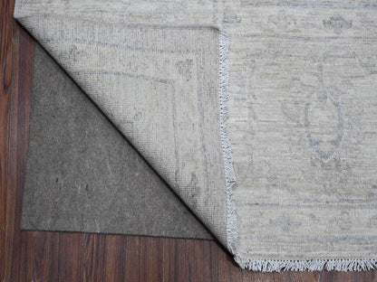 Grey 8'10" x 11'6" Oushak And Peshawar Hand knotted Wool Rug - Sku: O088749