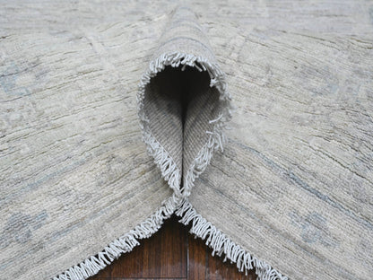 Grey 8'10" x 11'6" Oushak And Peshawar Hand knotted Wool Rug - Sku: O088749