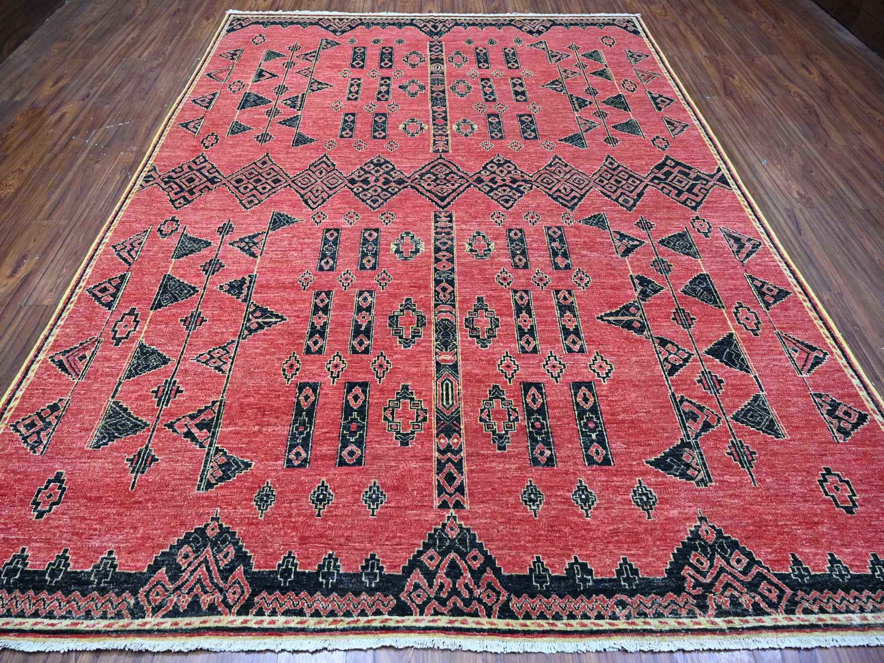 Peshawar hand-knotted wool rug in Red, 8'7" x 11'3", SKU O088750