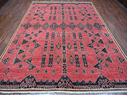 Red 8'7" x 11'3" Oushak / Peshawar Hand knotted Wool Rug - Sku: O088750
