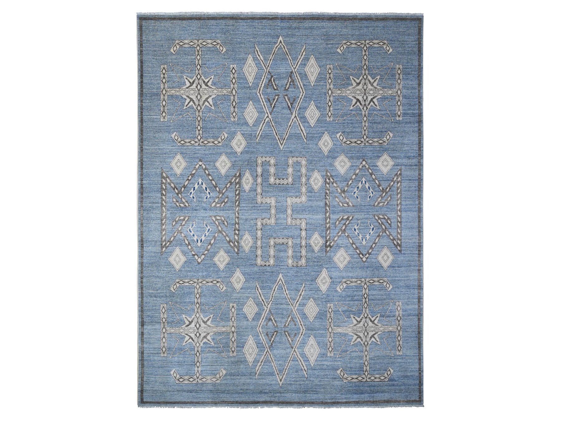 Peshawar hand-knotted wool rug in Blue, 10'0" x 13'9", SKU O088751