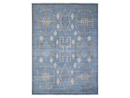 Blue 10'0" x 13'9" Oushak And Peshawar Hand knotted Wool Rug - Sku: O088751