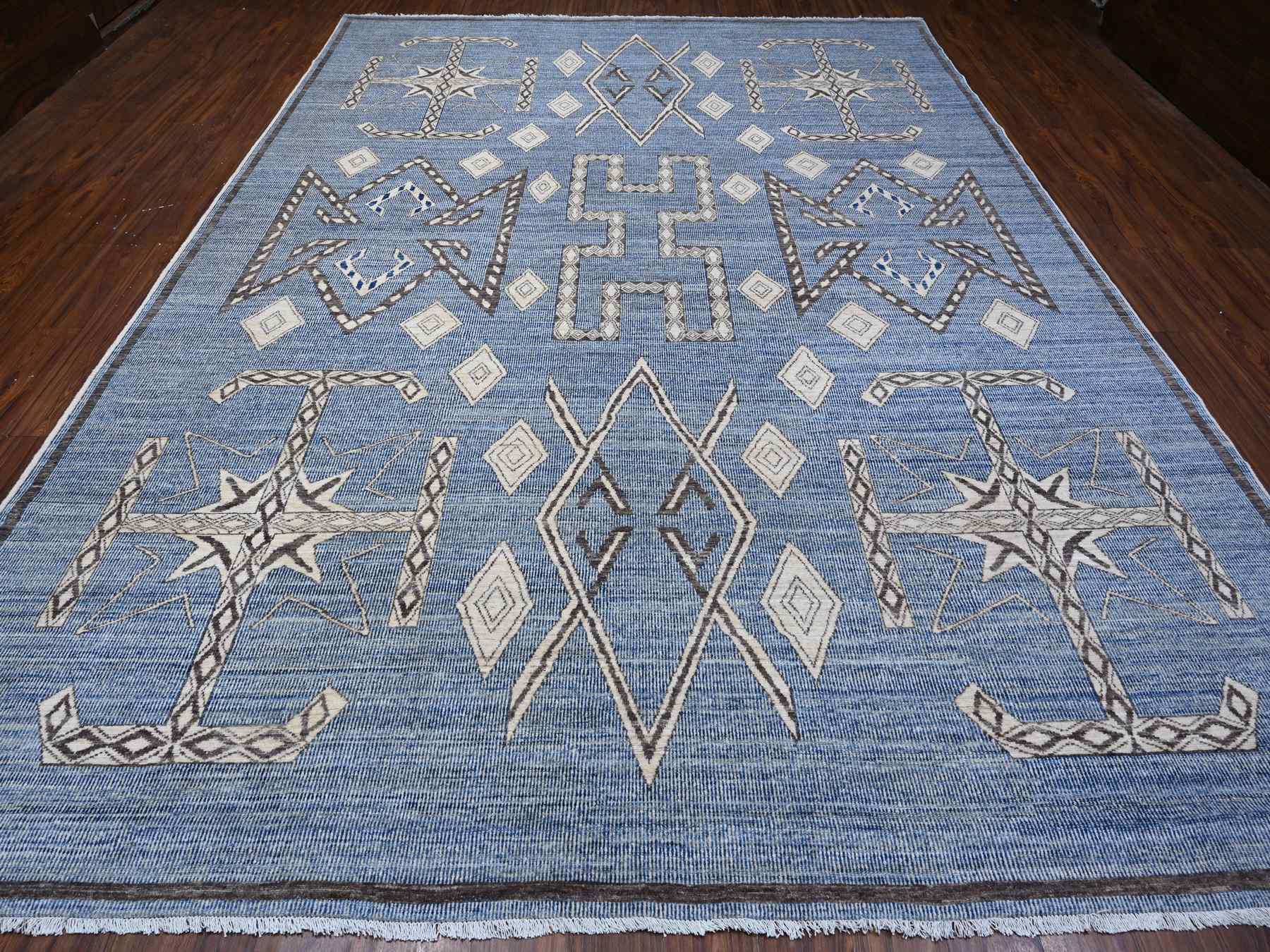 Peshawar hand-knotted wool rug in Blue, 10'0" x 13'9", SKU O088751