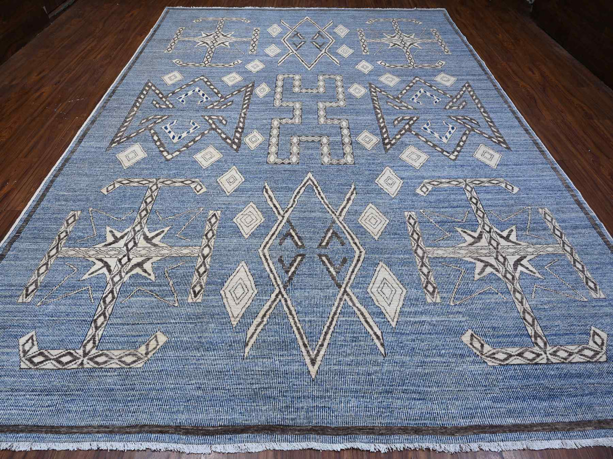 Peshawar hand-knotted wool rug in Blue, 10'0" x 13'9", SKU O088751