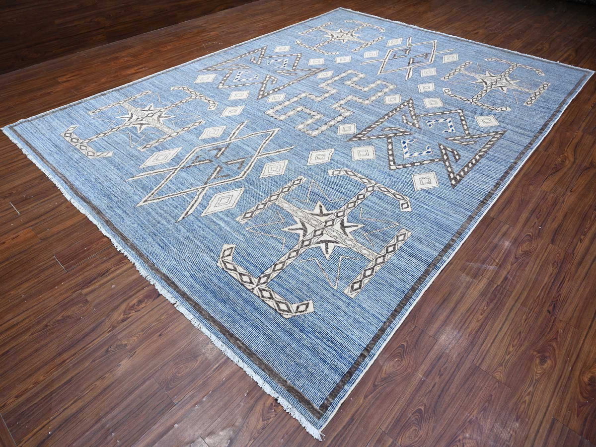 Peshawar hand-knotted wool rug in Blue, 10'0" x 13'9", SKU O088751