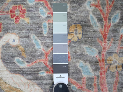 Grey 4'0" x 15'11" Oushak And Peshawar Hand knotted Wool Rug - Sku: O088755