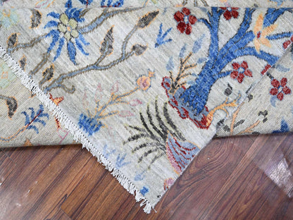 Grey 8'0" x 8'2" Oushak And Peshawar Hand knotted Wool Rug - Sku: O088769