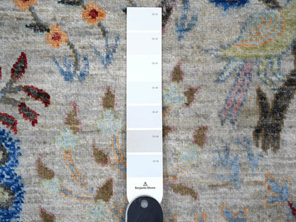 Grey 8'0" x 8'2" Oushak And Peshawar Hand knotted Wool Rug - Sku: O088769