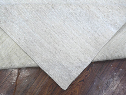Ivory 8'9" x 11'9" Modern and Contemporary Hand knotted Wool Rug - Sku: O088776