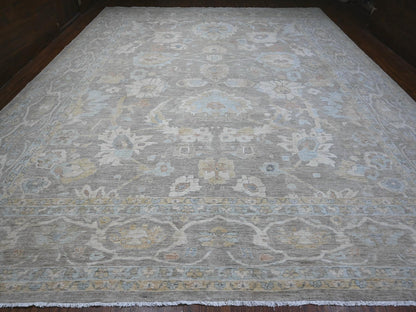Grey 13'11" x 17'0" Oushak And Peshawar Hand knotted Wool Rug - Sku: O088785