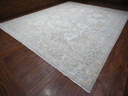 Grey 13'11" x 17'0" Oushak And Peshawar Hand knotted Wool Rug - Sku: O088785