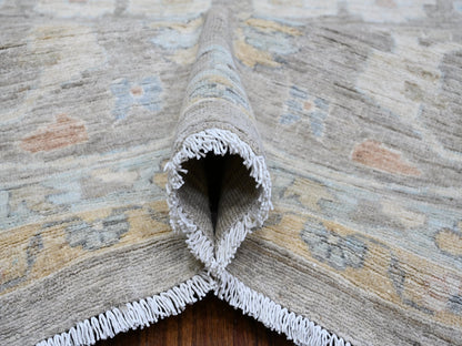 Grey 13'11" x 17'0" Oushak And Peshawar Hand knotted Wool Rug - Sku: O088785