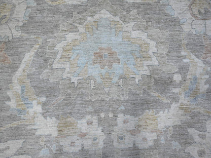 Grey 13'11" x 17'0" Oushak And Peshawar Hand knotted Wool Rug - Sku: O088785