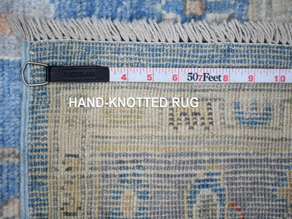Blue 5'9" x 8'10" Oushak And Peshawar Hand knotted Wool Rug - Sku: O088799
