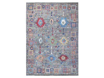 Grey 9'11" x 14'0" Oushak And Peshawar Hand knotted Wool Rug - Sku: O088813