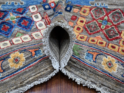 Grey 9'11" x 14'0" Oushak And Peshawar Hand knotted Wool Rug - Sku: O088813