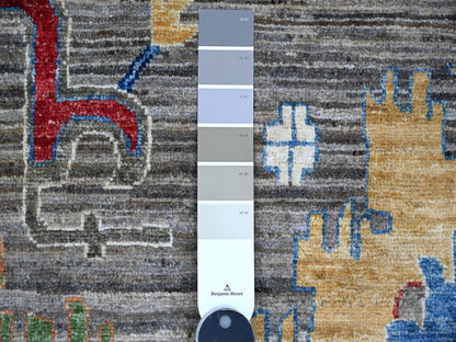 Grey 9'11" x 14'0" Oushak And Peshawar Hand knotted Wool Rug - Sku: O088813