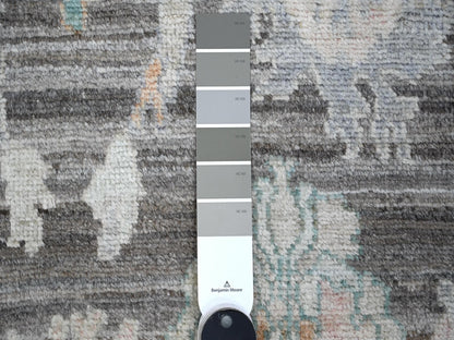 Grey 2'8" x 7'9" Oushak And Peshawar Hand knotted Wool Rug - Sku: O088832