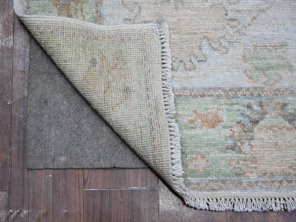 Grey 2'8" x 15'4" Oushak And Peshawar Hand knotted Wool Rug - Sku: O088834