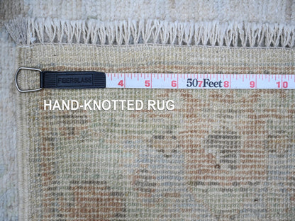 Grey 2'8" x 15'4" Oushak And Peshawar Hand knotted Wool Rug - Sku: O088834
