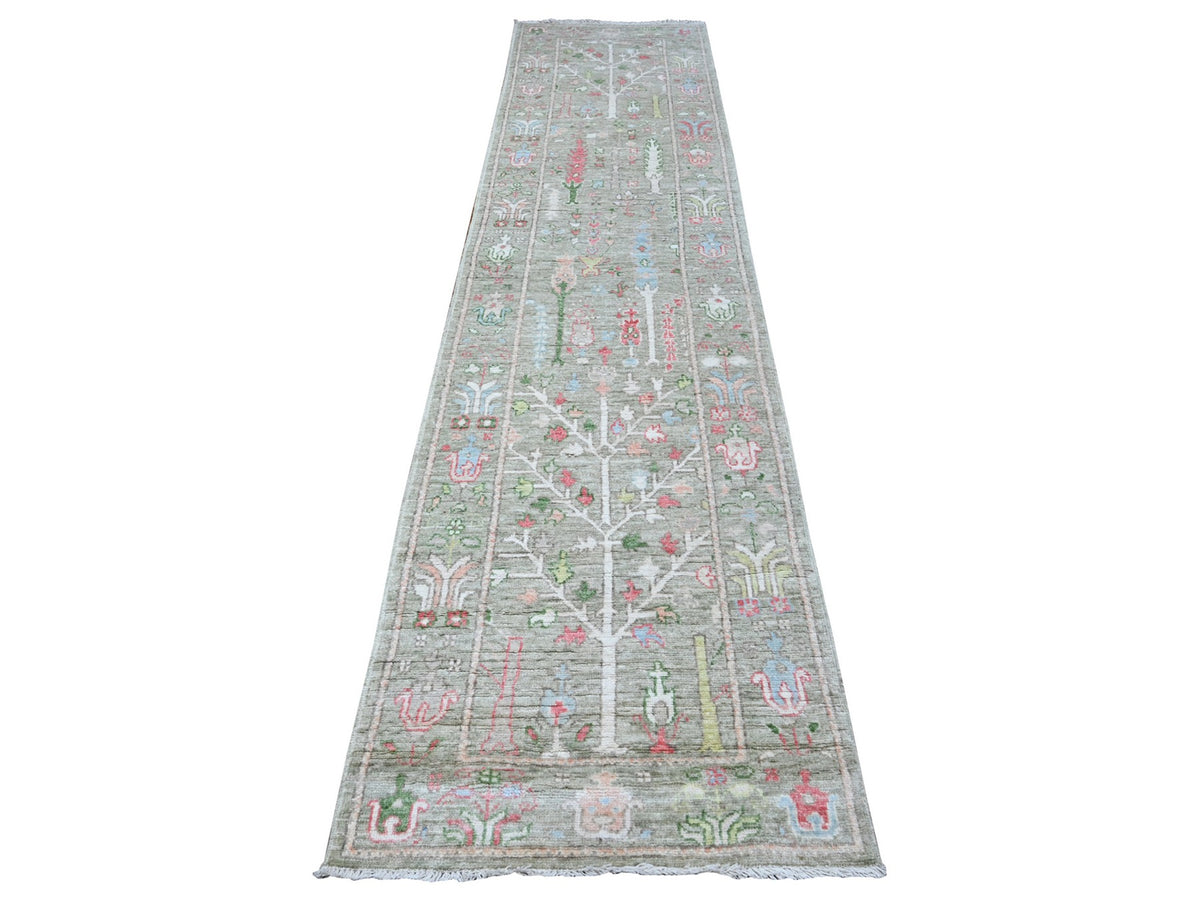 Oushak hand-knotted wool runner in Green, 2'9" x 11'10", SKU O088835