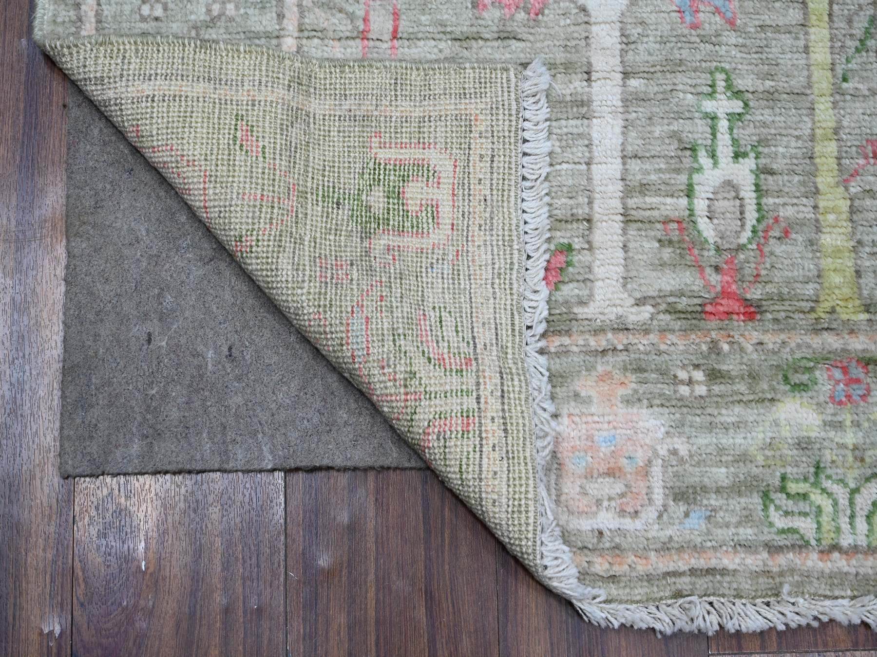Oushak hand-knotted wool runner in Green, 2'9" x 11'10", SKU O088835