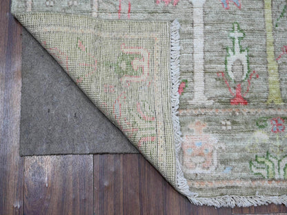Oushak hand-knotted wool runner in Green, 2'9" x 11'10", SKU O088835