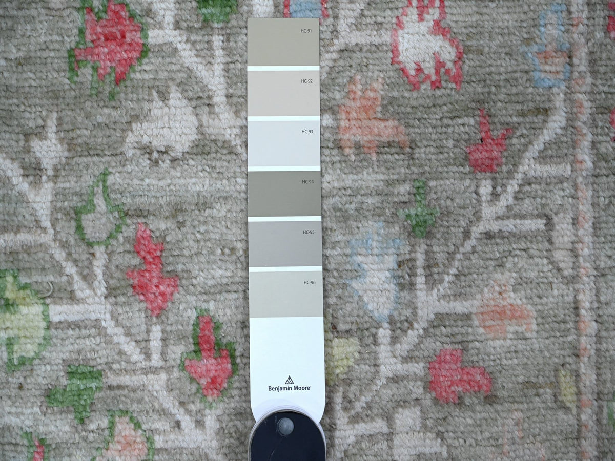 Oushak hand-knotted wool runner in Green, 2'9" x 11'10", SKU O088835