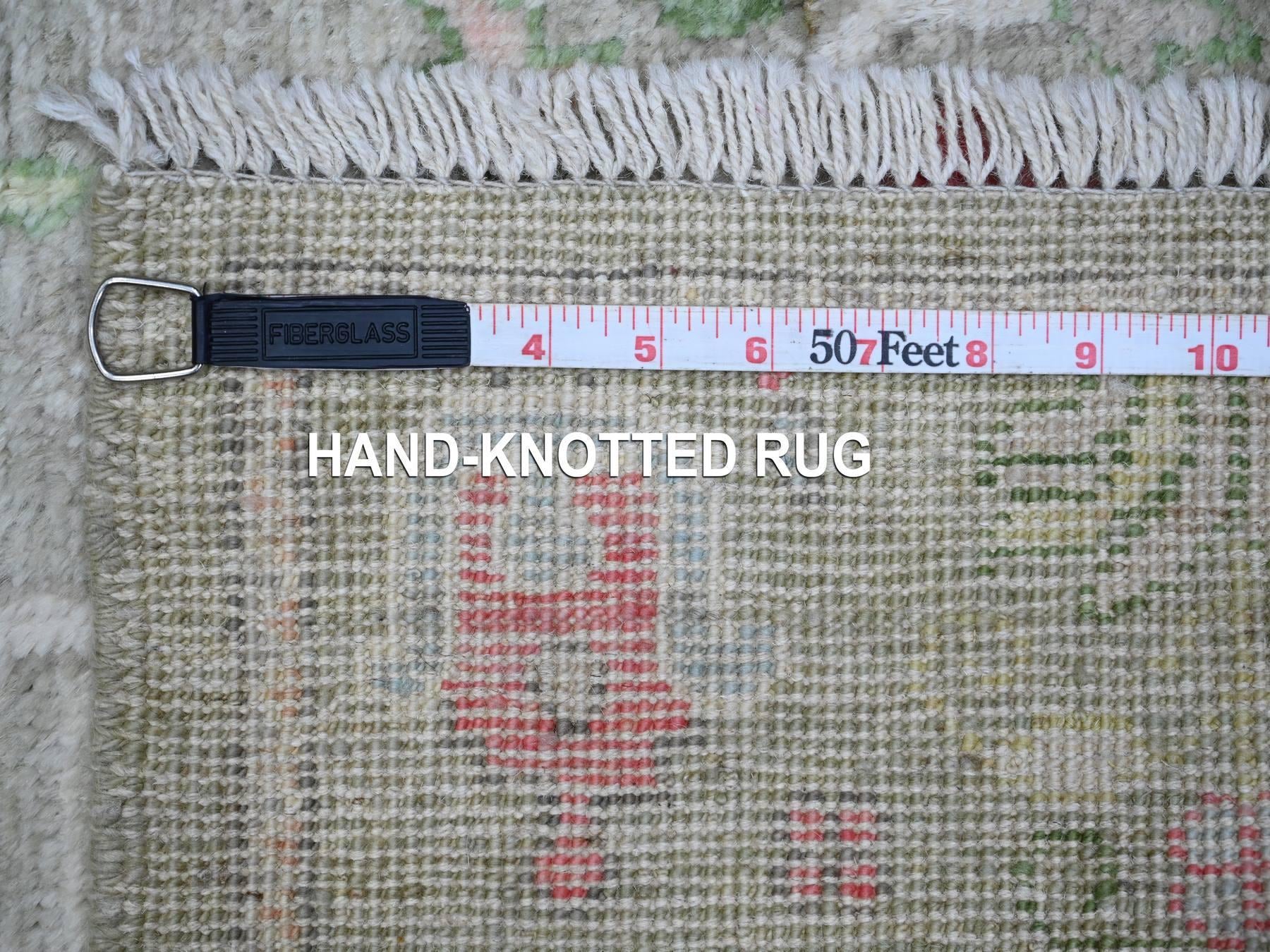 Oushak hand-knotted wool runner in Green, 2'9" x 11'10", SKU O088835