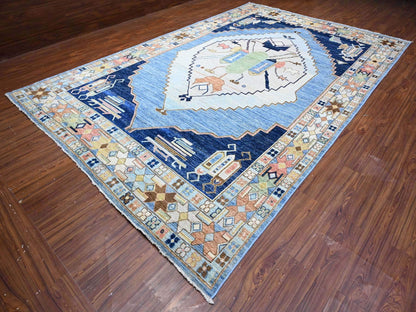 Oushak / Peshawar hand-knotted wool rug in Blue, 9'5" x 14'7", SKU O088843