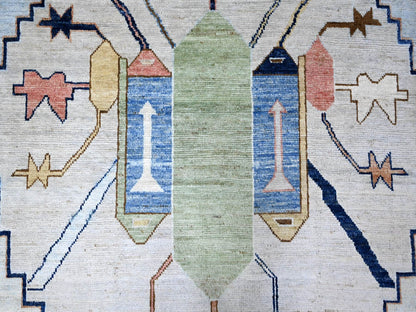Oushak / Peshawar hand-knotted wool rug in Blue, 9'5" x 14'7", SKU O088843